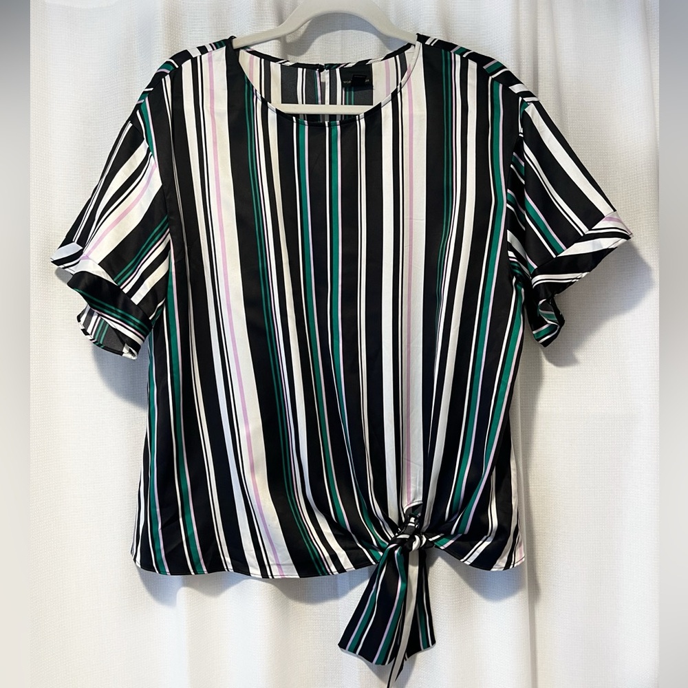 Worthington Striped Top with front Tie